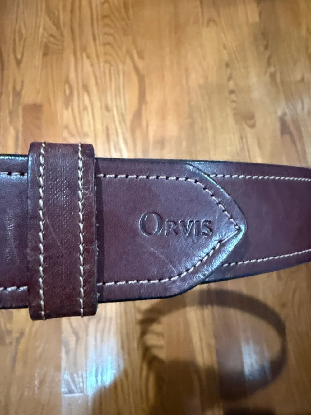 Orvis Brown English Bridle Leather Belt with Brass Spur Buckle